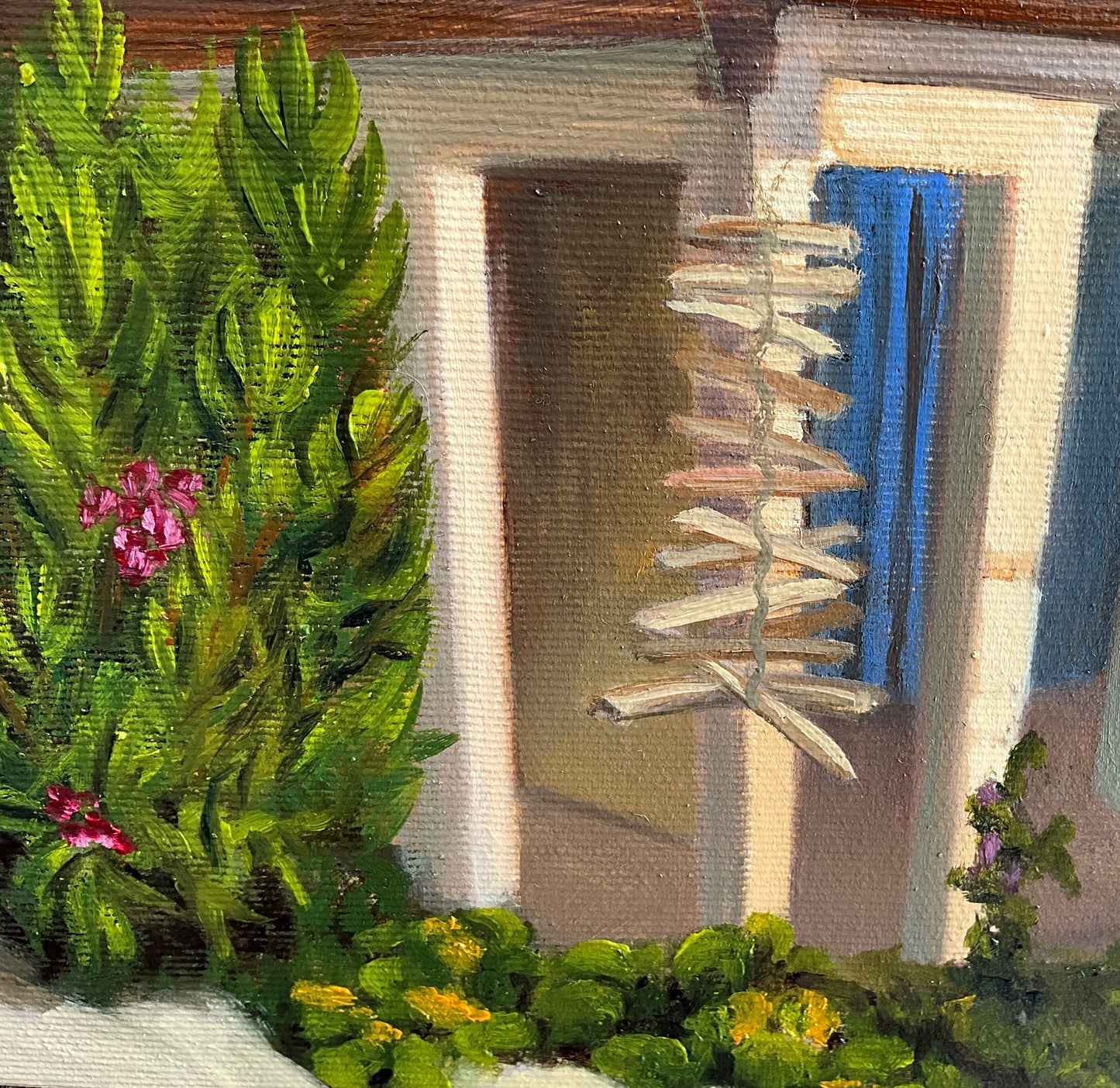 Peinture originale "Chalet Bleu mer"