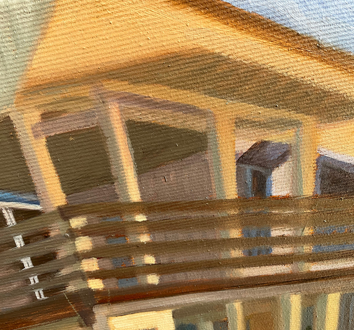 Peinture originale "Chalet Bleu mer"