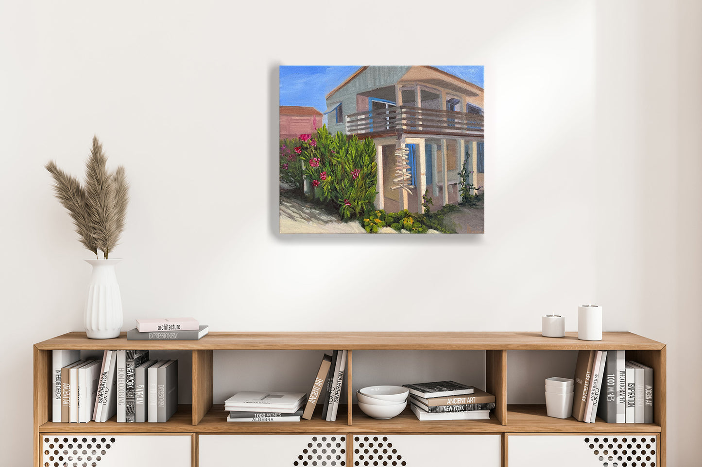 Peinture originale "Chalet Bleu mer"