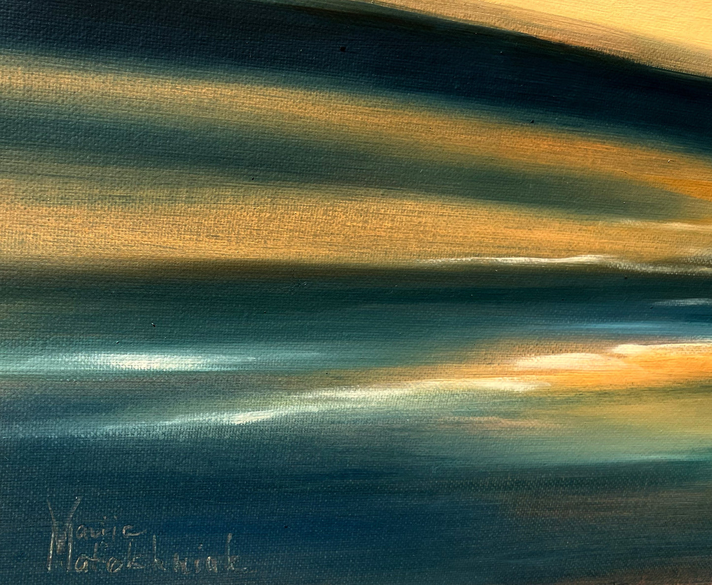 Peinture originale « Ciel doré »