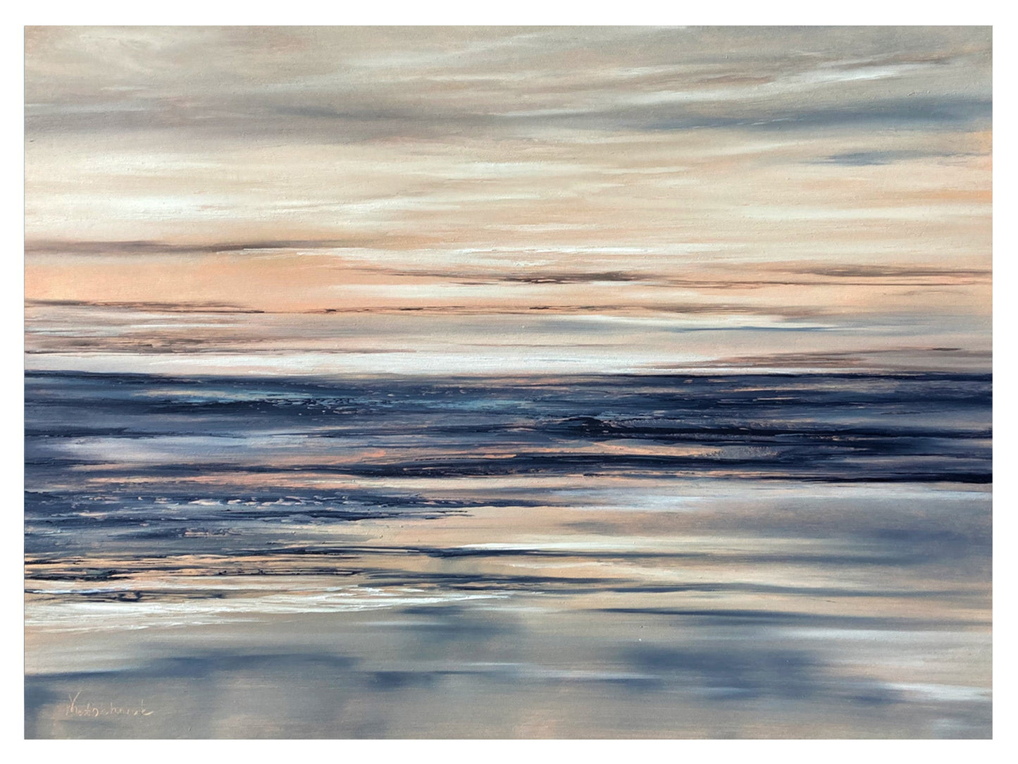 Tirage d’art signé – Mer profonde aux tons apaisants – Peinture à l’huile au couteau