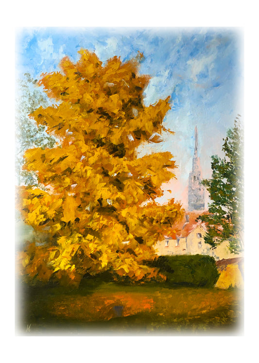 Carte postale - Ginkgo biloba doré, Châtillon-sur-Seine
