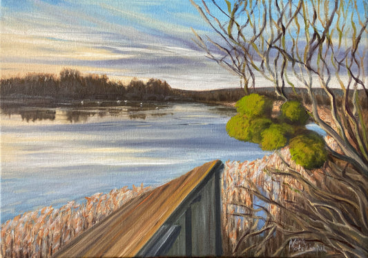 Peinture originale "Le lac de Marcenay"