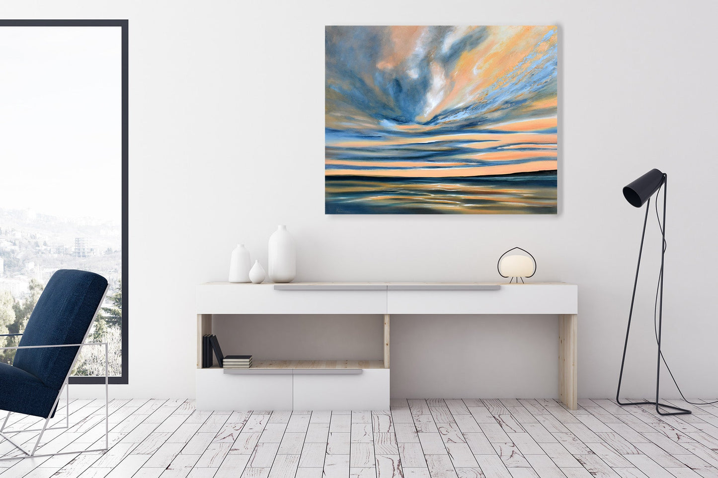 Peinture originale « Ciel doré »