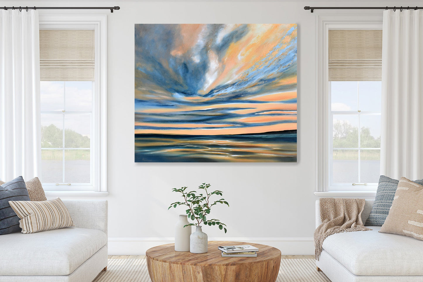 Peinture originale « Ciel doré »