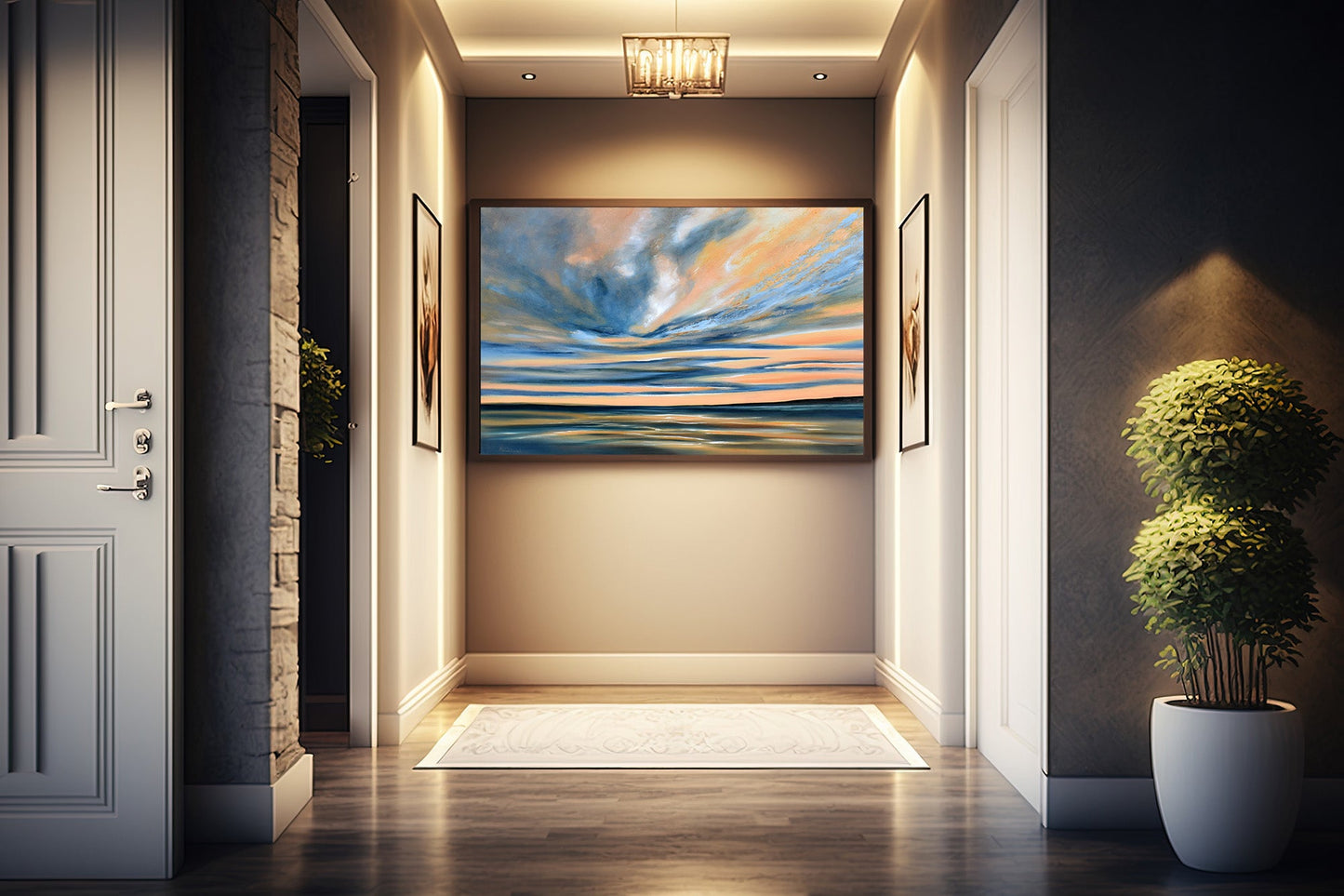 Peinture originale « Ciel doré »