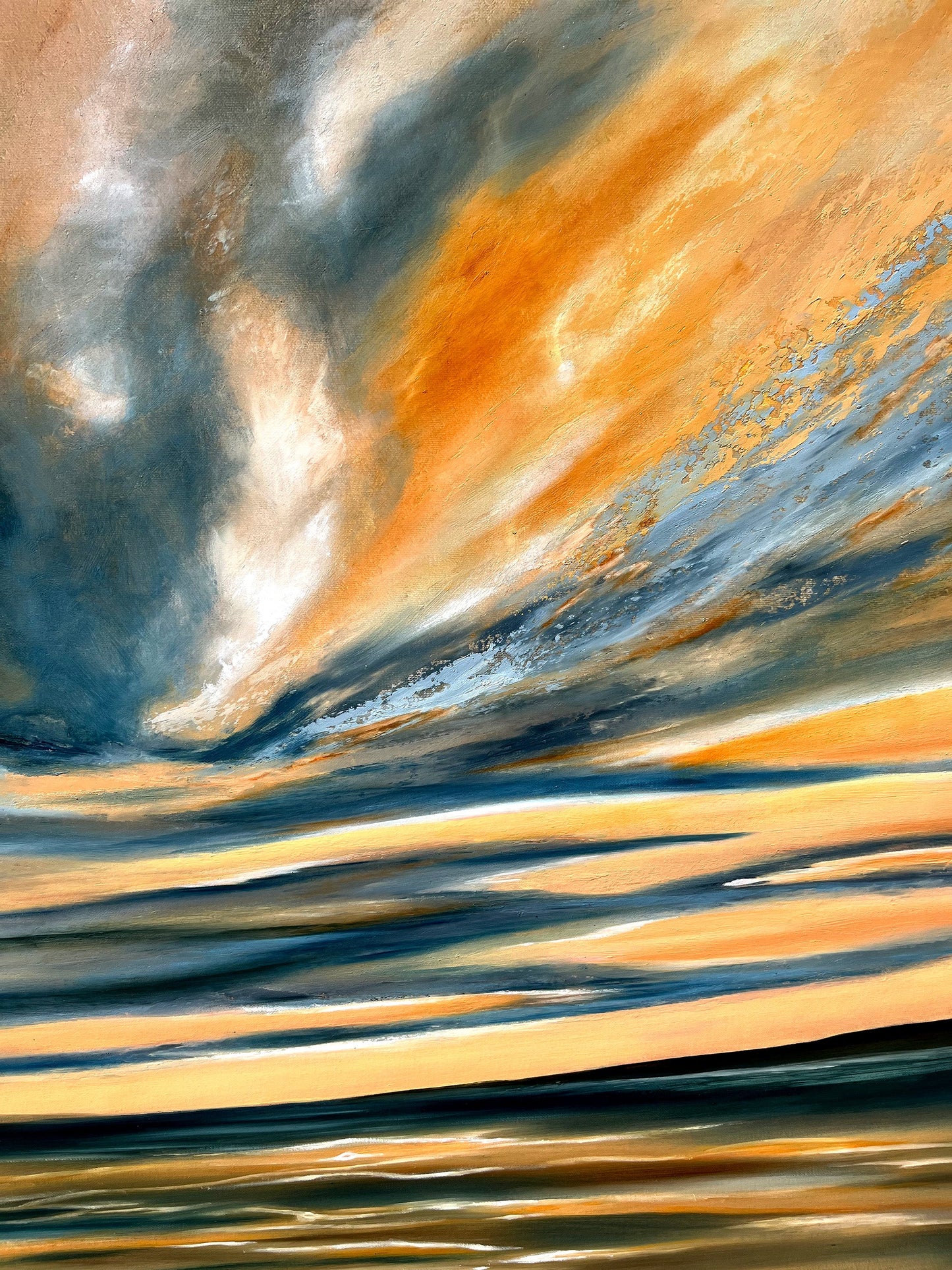 Peinture originale « Ciel doré »