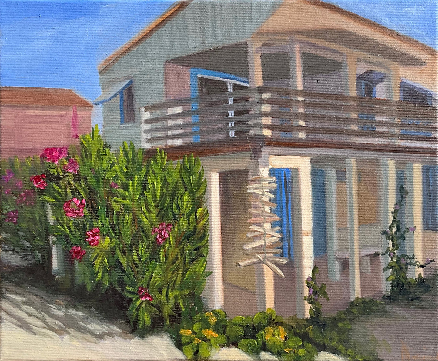 Original painting "Chalet Bleu mer" 