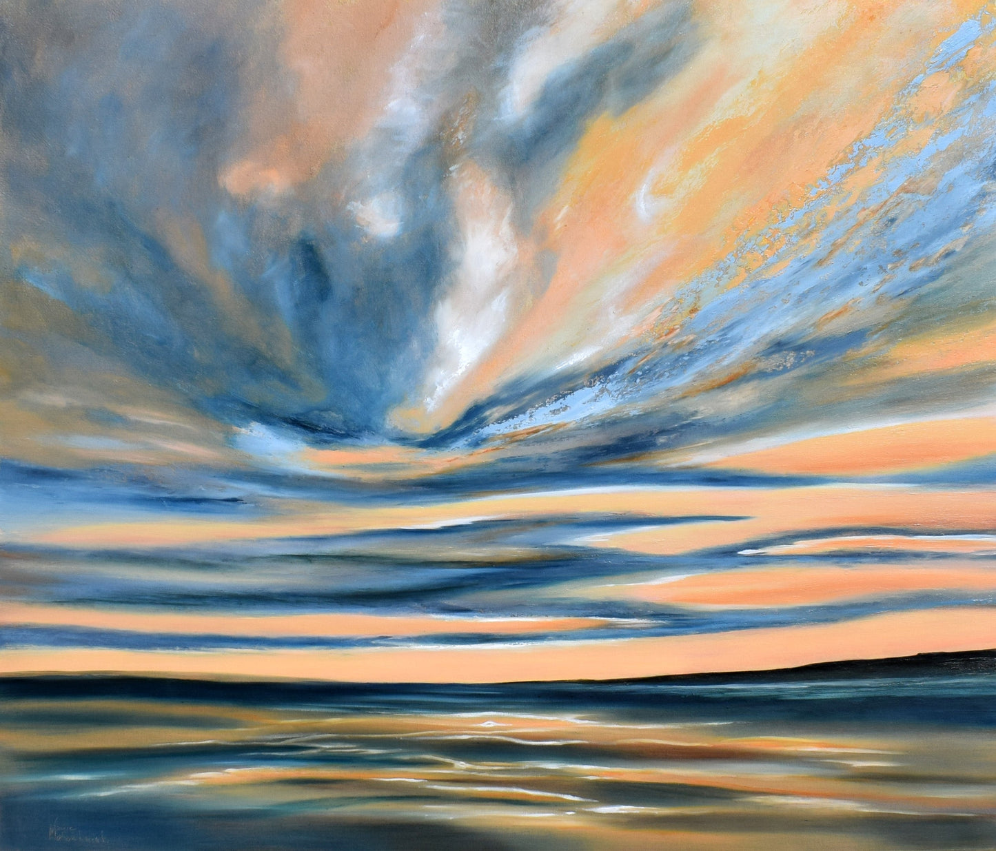 Peinture originale « Ciel doré »